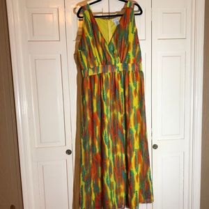 Jessica London Tie Dye Print Maxi Dress Sleeveless Back Zip SZ 20 R2